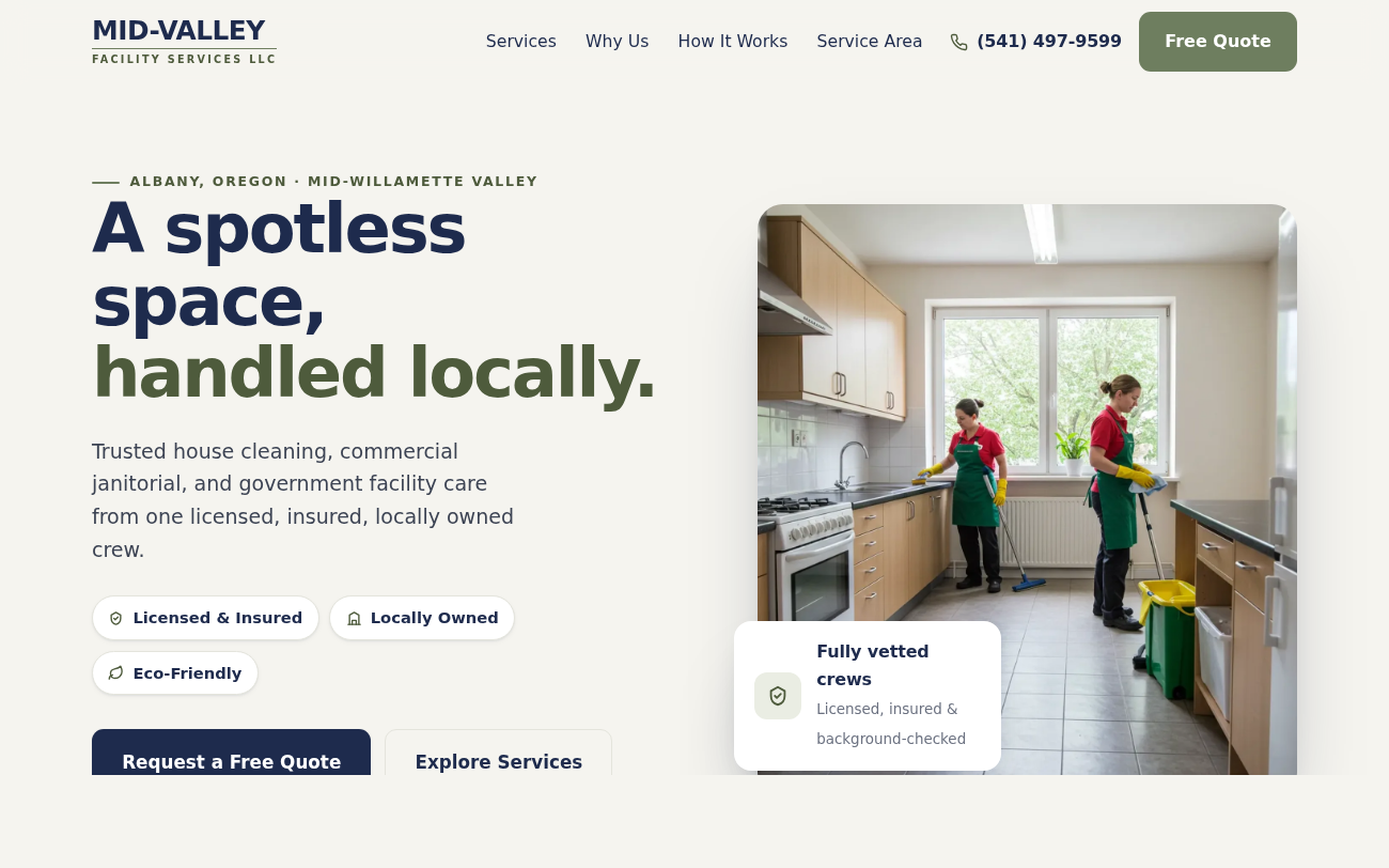 Mid-Valley Facility Services website homepage